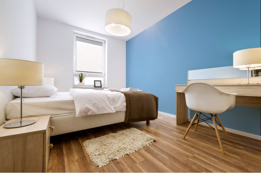 Senior man on steep rock climb in Colorado Mural print