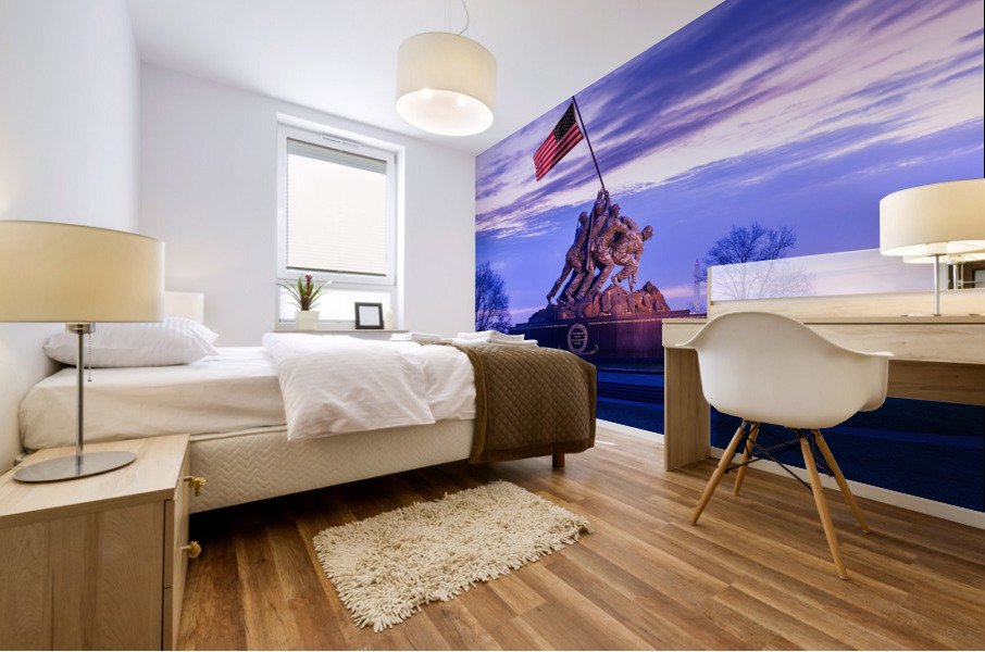 Iwo Jima Memorial at dawn as sun rises Mural print