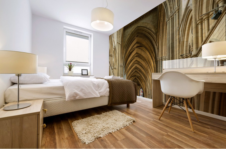 Interior aisle to altar in Truro cathedral in Cornwall Mural print