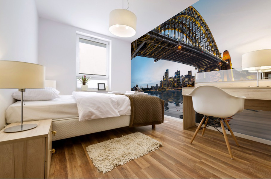 Dramatic panoramic sunset photo Sydney harbor Mural print