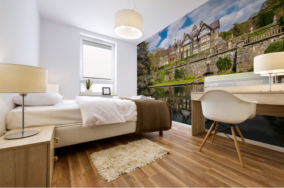 View of the manor house at Bodnant Gardens in North Wales Mural print