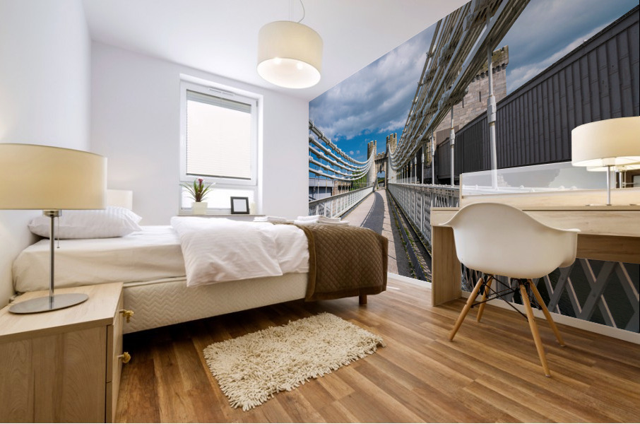 Thomas Telford suspension bridge to the Castle in Conwy Mural print