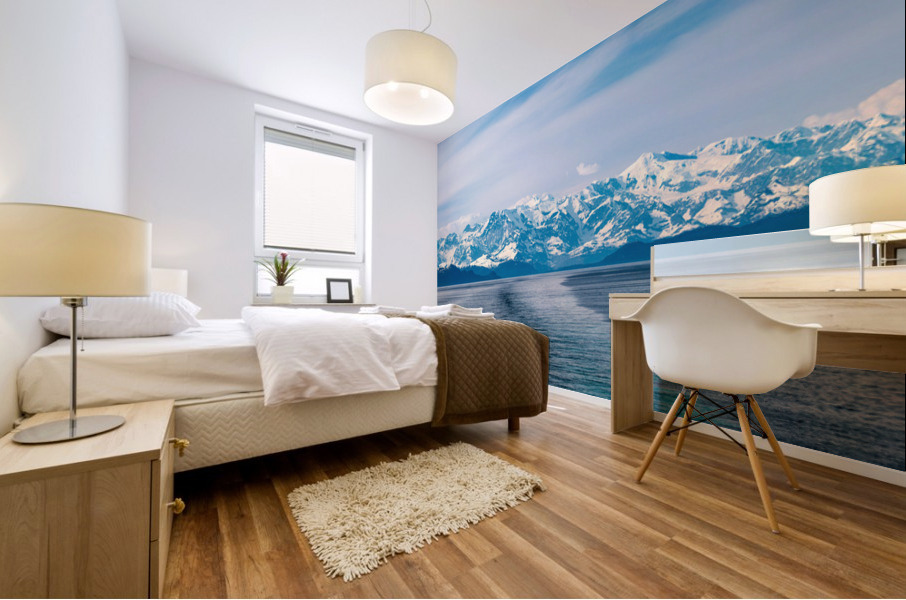 Cruise boat wake leaving Prince William Sound and Valdez Mural print