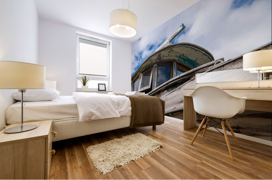 Detail of abandoned fishing boat at Icy Strait Point Mural print