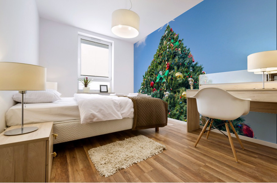 Large decorated external christmas tree Mural print