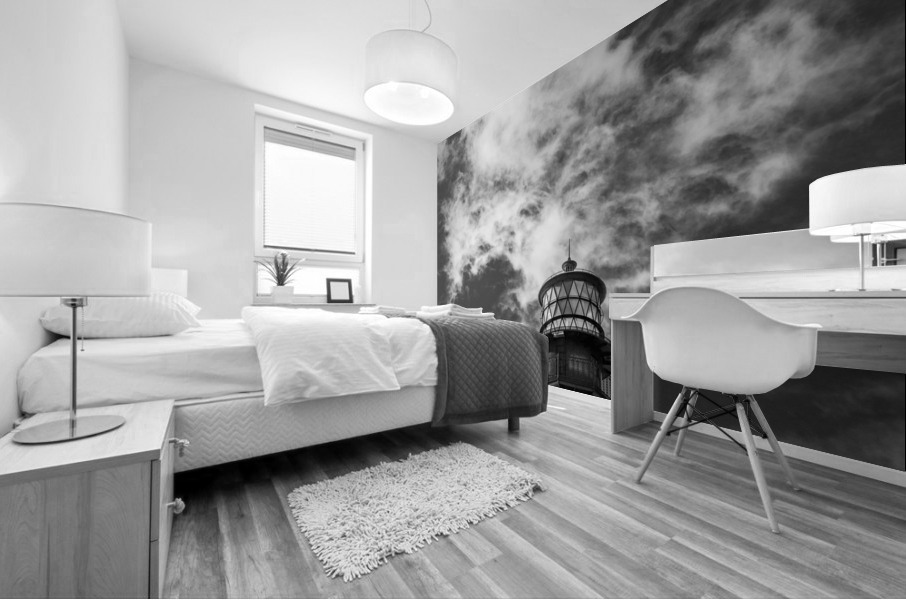 Monochrome Cape Florida lighthouse in Bill Baggs Mural print