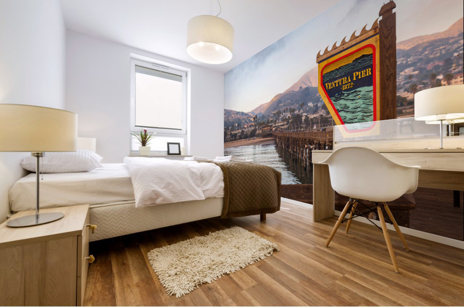 Sunset at dusk Ventura pier California Mural print