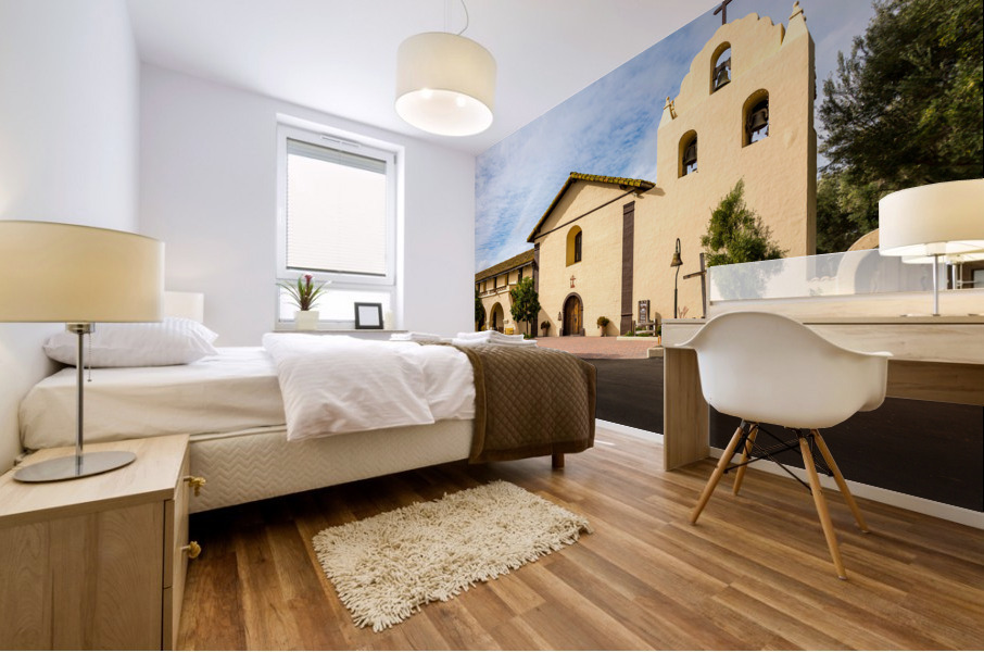 Cloudy day at Santa Ines Mission California Mural print