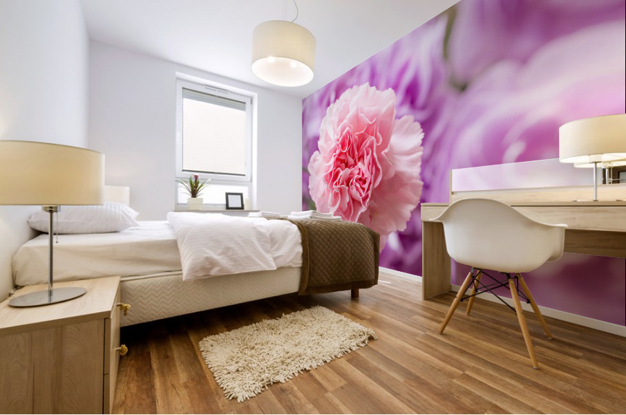 Delicate close up of petals of a carnation Mural print