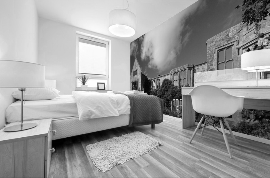 Abandoned historic British building in monochrome Mural print