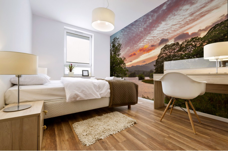 Sunset over Rydal Water in Lake District Mural print