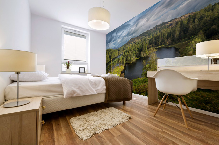 Clouds over Tarn Hows in English Lake District Mural print