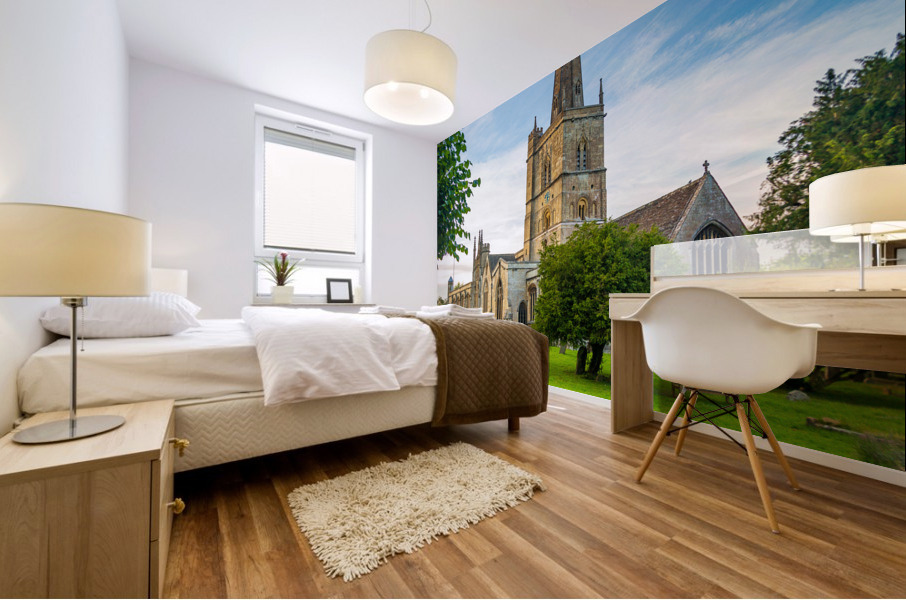 Church and graveyard in Burford in Cotswolds Mural print