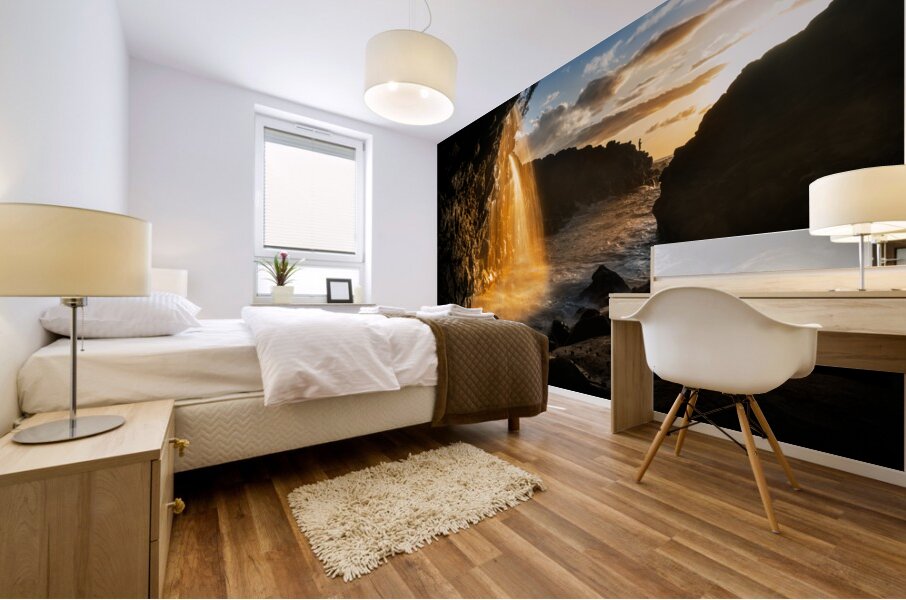 Waterfall near Queens Bath in Princeville Kauai Mural print