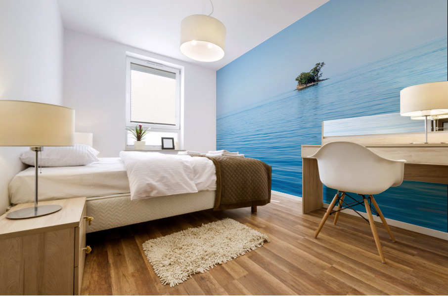 Small rocky island in Lake Champlain Mural print