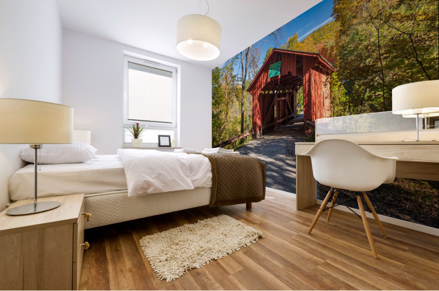 Slaughter House covered bridge in Northfield Falls Mural print