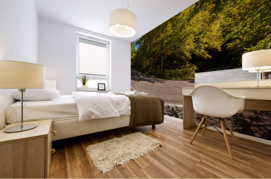 Narrow hairpin bend in Smugglers Notch in Vermont Mural print