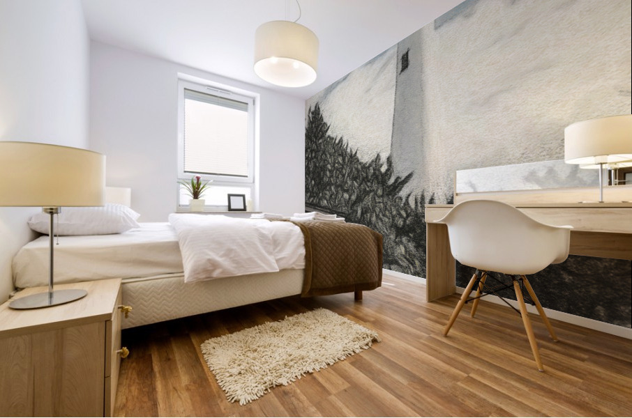 Cape Florida lighthouse in colorized charcoal Mural print