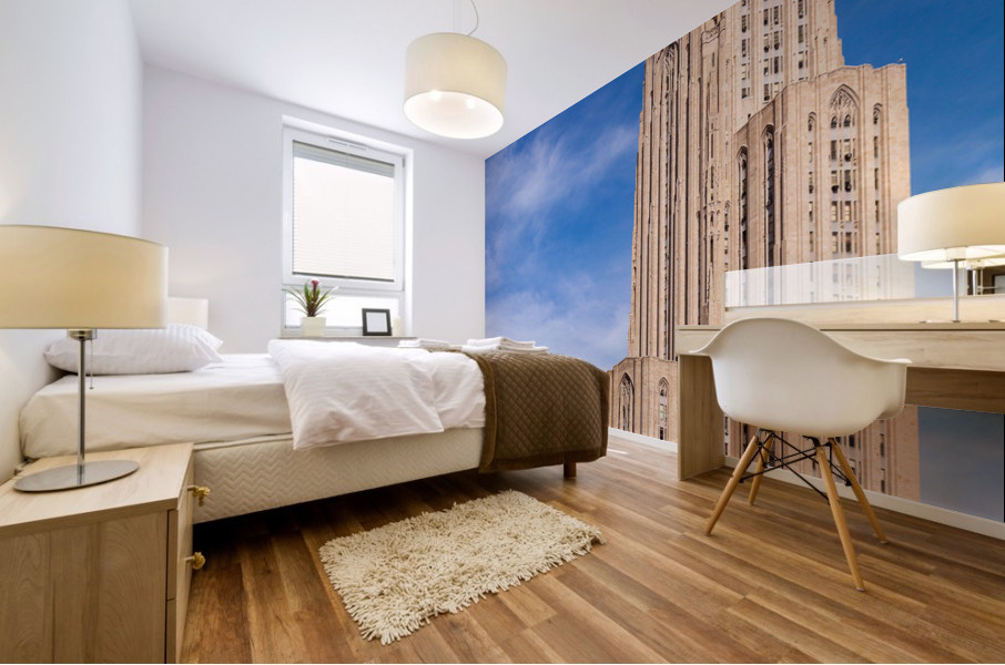 Vertical view of Cathedral of Learning at University of Pittsburgh Mural print