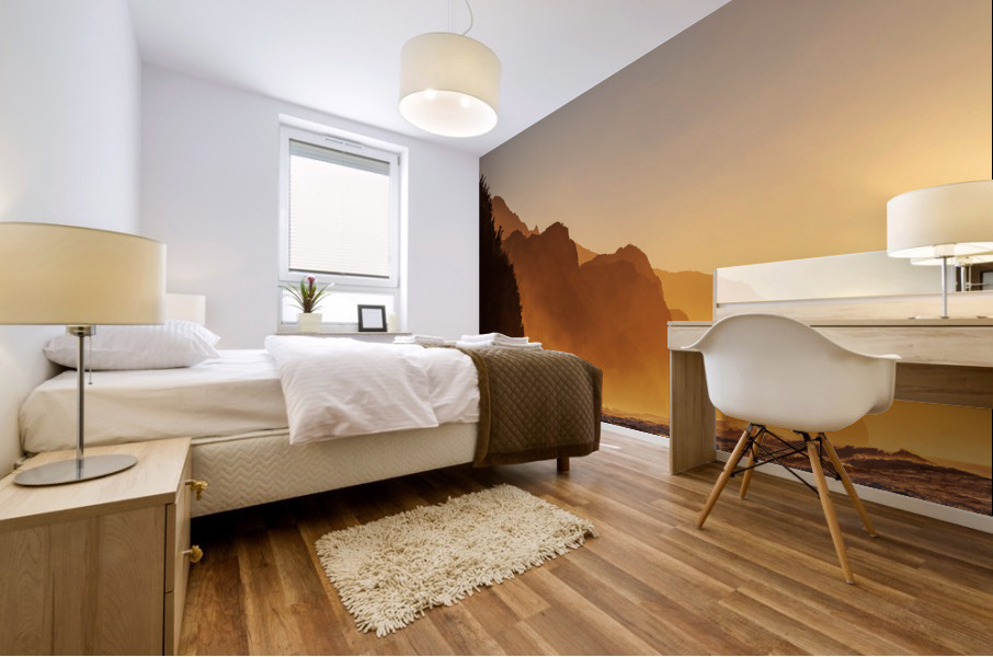 Misty sunset on Na Pali coastline Mural print