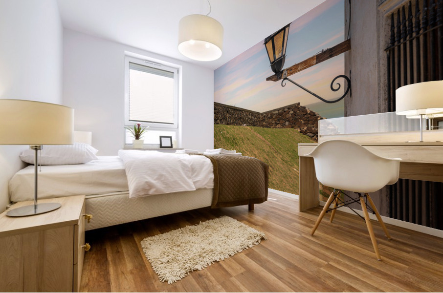 Street lamp in Unesco historical town of Colonia del Sacramento Mural print