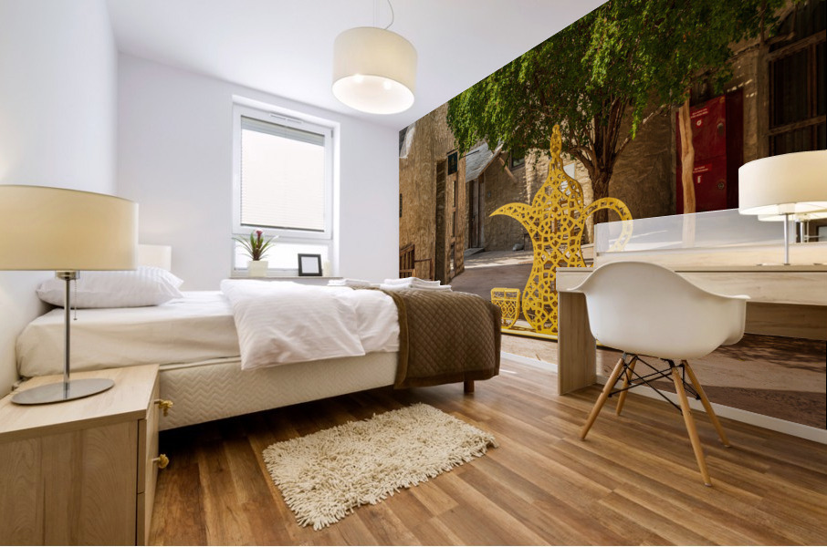 Traditonal arabian coffee in the souk in the Old City in Al Seef Mural print