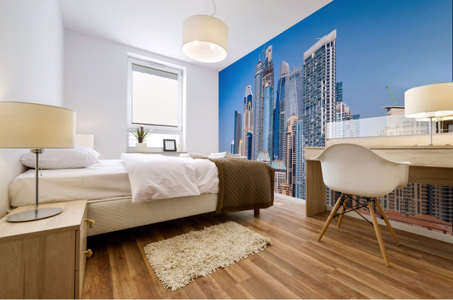 Skyline of hotels and apartments in JBR Beach above the beach Mural print