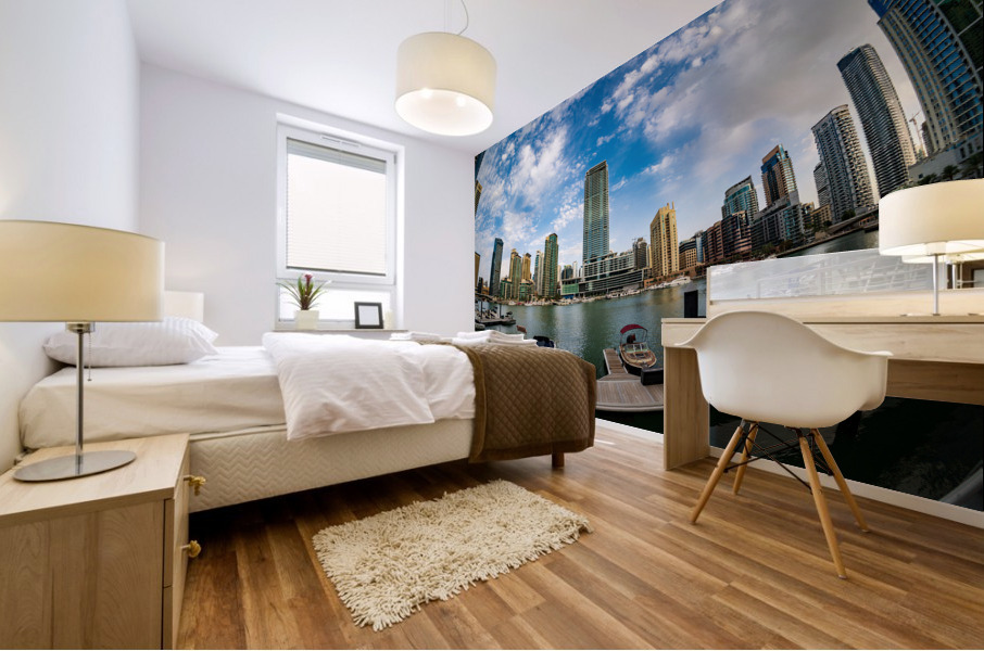 Fisheye view of apartments at Dubai Marina UAE Mural print