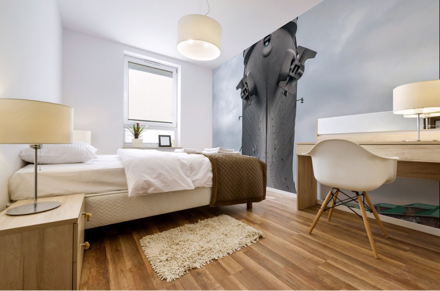 Prow of the USS Wisconsin warship docked in Norfolk Virginia Mural print