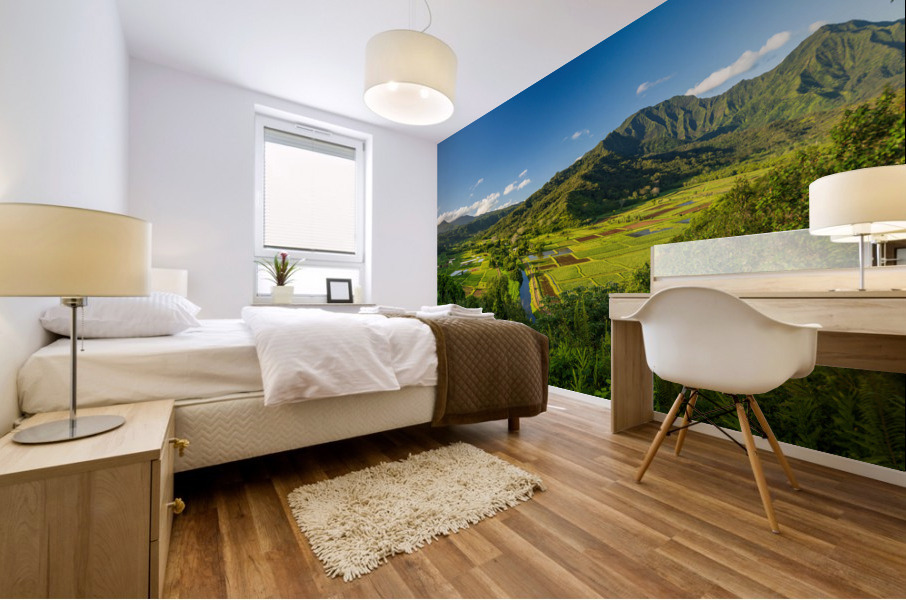 Panoramic view over the Hanalei national wildlife refuge Kauai Mural print