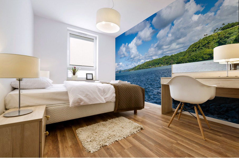 Panoramic view of Princeville coastline on Kauai Mural print