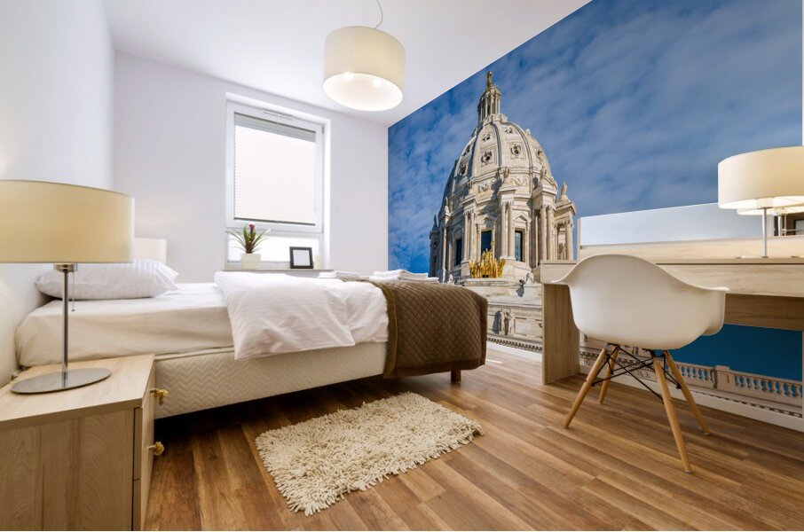 Dome and statue of the State Capitol building in St Paul Mural print