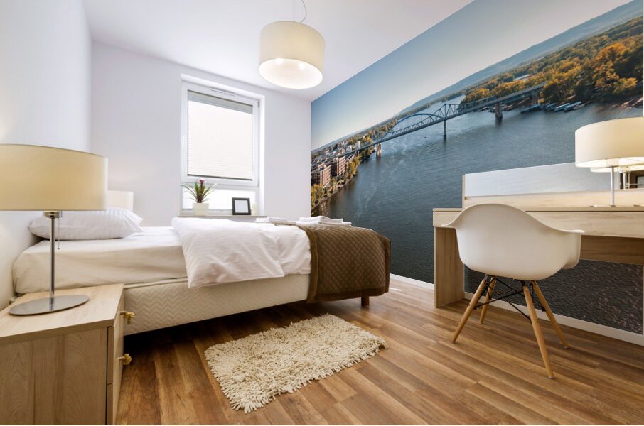 Aerial view of La Crosse Wisconsin and the Mississippi River Mural print