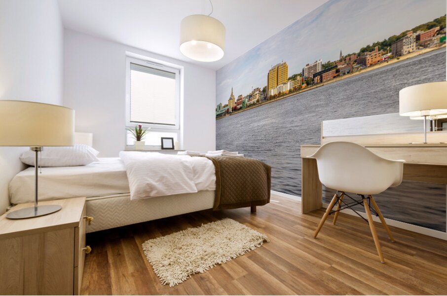 Cityscape of downtown area of Davenport IA Mural print