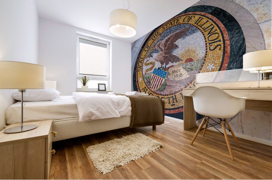 Great Seal of Illinois in memorial for the Vicksburg siege in Mi Mural print