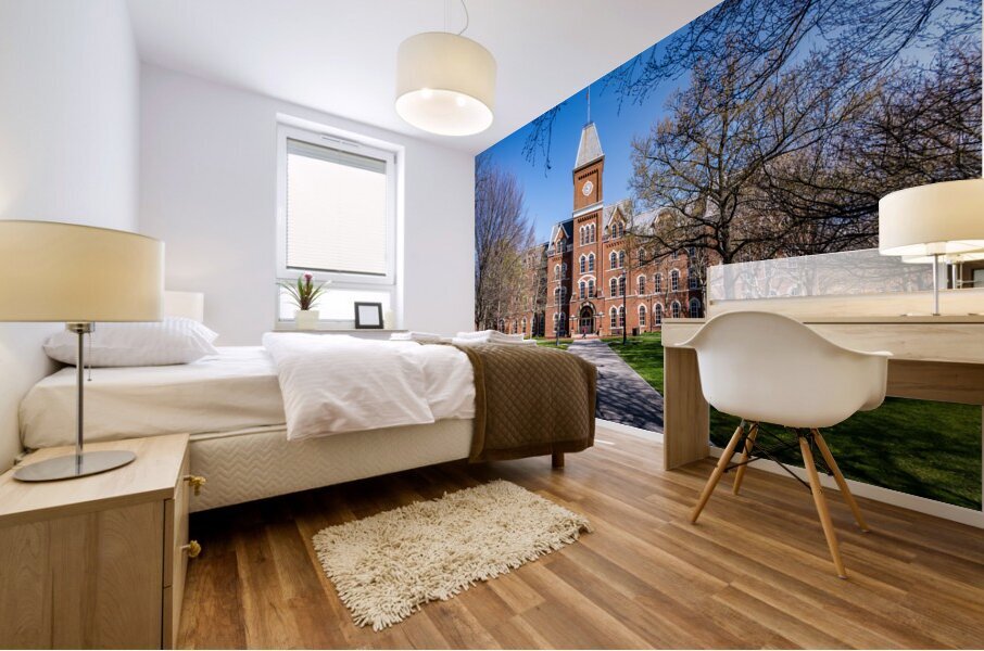 Facade of iconic University Hall on the Oval at OSU in Columbus  Mural print