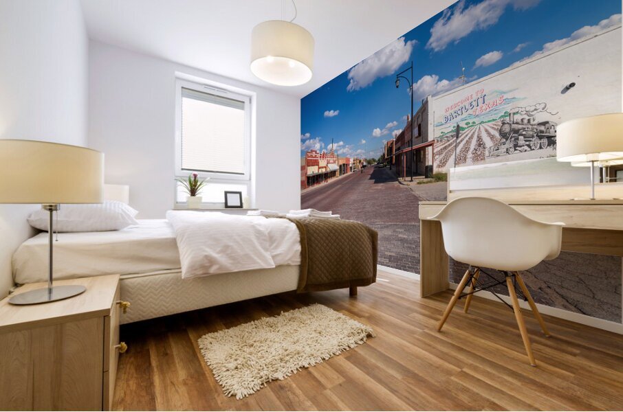 Street mural in once bustling railroad town of Bartlett in Texas Mural print