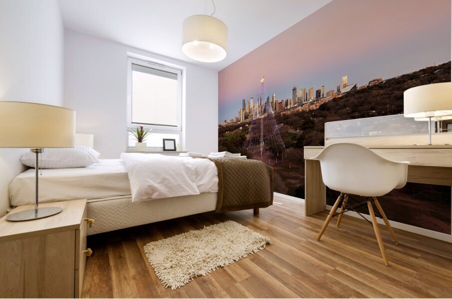 Cityscape of downtown Austin from the west in Zilker park 2025 Mural print