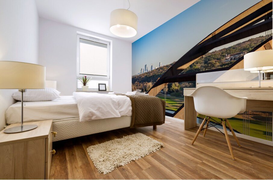 Colorado river and Pennybacker bridge from overlook in Austin Te Mural print