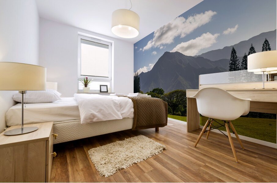 Princevilles stunning golf course with serene lake and mountain Mural print