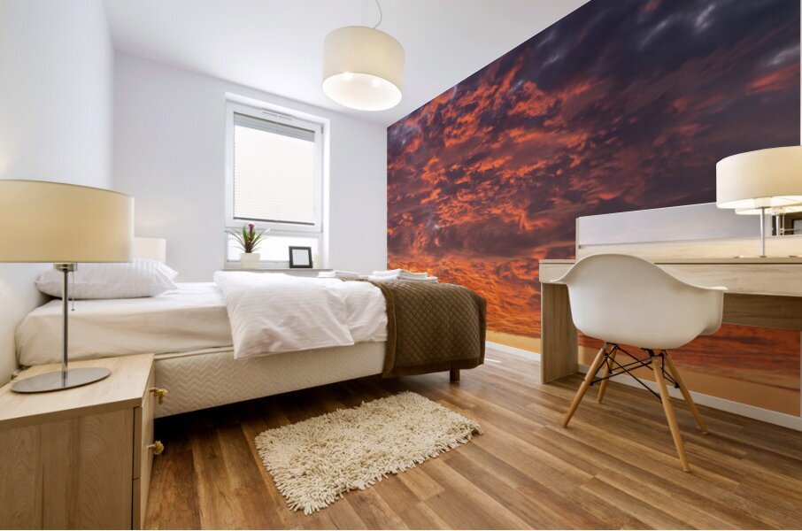 Dramatic sunset seen in the sky above Georgetown Texas community Mural print