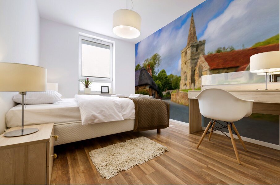 St Peters Church Shorwell Isle of Wight oil painting Mural print