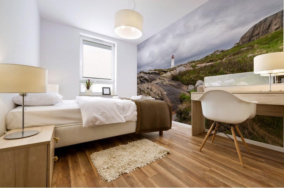 Famous Peggys Cove lightouse near Halifax in Nova Scotia Canada Mural print