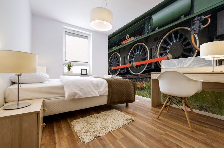 Detail of the wheels and coupling rod on the Isle of Wight Steam Mural print