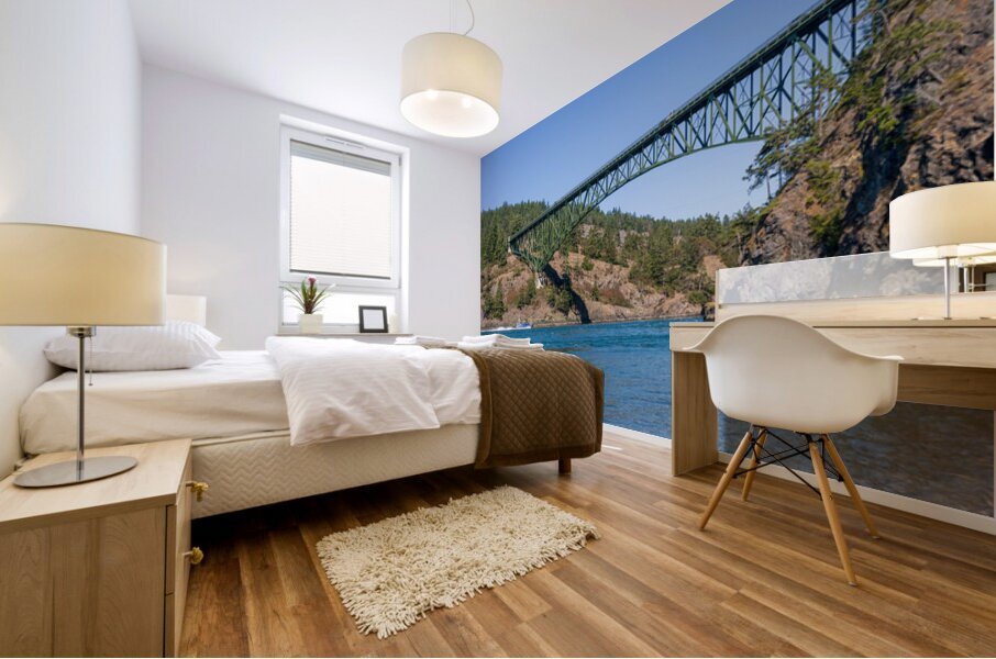 Island Whaler tour sails on Deception Pass under historic cantil Mural print