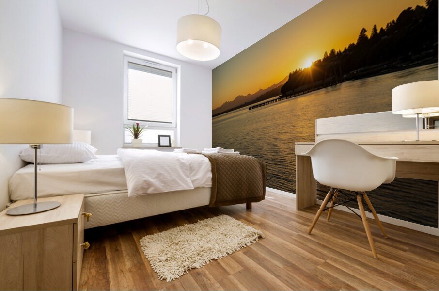 Sunrise seen from Mukilteo to Clinton Ferry to Whidbey Island Mural print