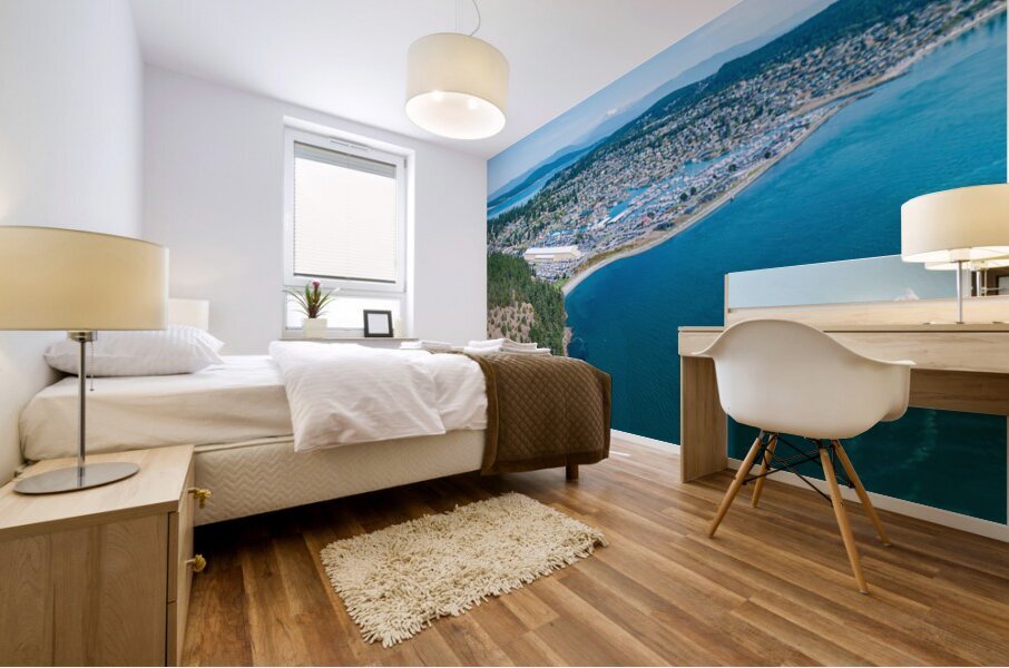 Aerial overview of Anacortes on Fidalgo Island in Washington State Mural print