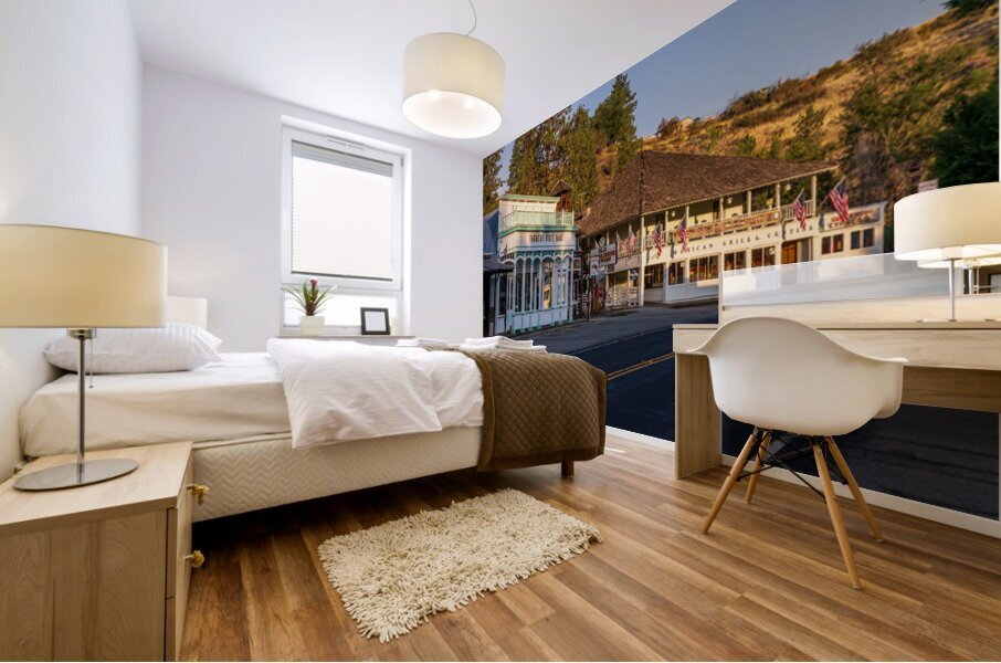 Farmers State Bank on the main street of the historic town of Wi Mural print