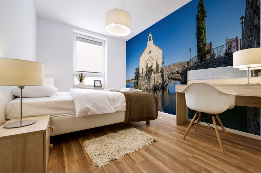 Clear December day in Adriatica Village McKinney Texas a plann Mural print