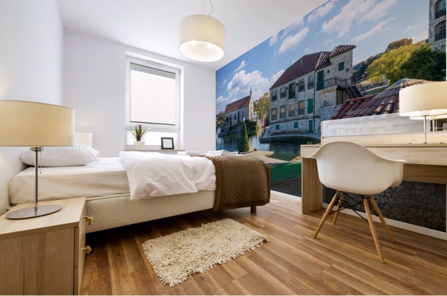 Clear December day in Adriatica Village McKinney Texas a plann Mural print